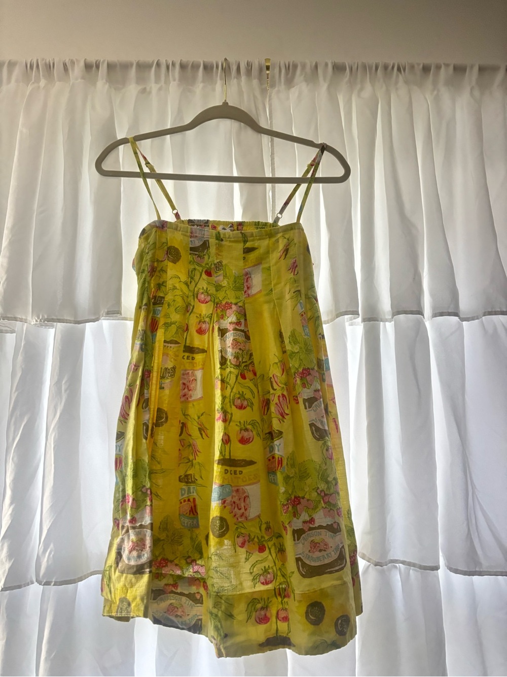 Urban Outfitters Yellow Printed Mini Dress with Spaghetti Straps
